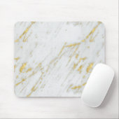 Witte marmeren steen met glitter muismat (Met muis)