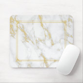 Witte marmeren steen met gouden glitter Lijst Muismat (Met muis)