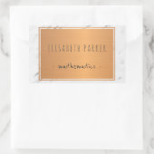 Witte marmeren steen met koperlabel jouw naam rechthoekige sticker (Tas)