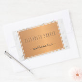 Witte marmeren steen met koperlabel jouw naam rechthoekige sticker (Envelop)