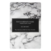 Witte marmeren steen met zwarte achtergrond mini klembord (Achterkant)