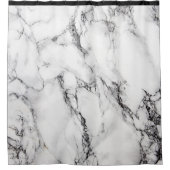 Witte marmeren steen met zwarte streep douchegordijn (Voorkant)