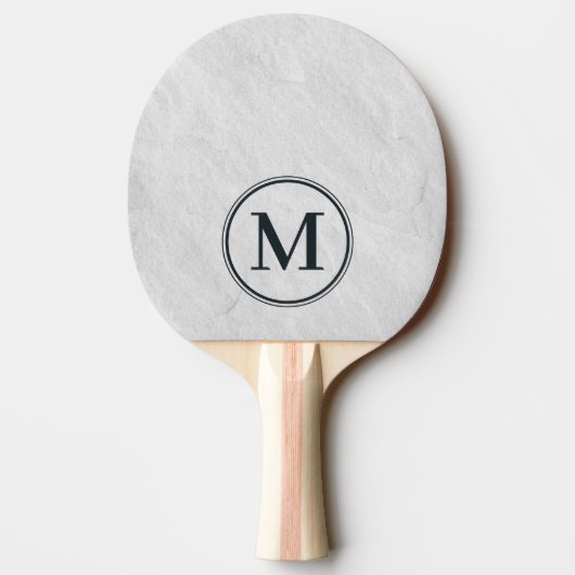 Witte Marmeren Steen Monogram Tafeltennisbatje (Achterkant)