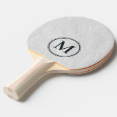 Witte Marmeren Steen Monogram Tafeltennisbatje (Voorkant Gekanteld)