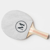Witte Marmeren Steen Monogram Tafeltennisbatje (Zijkant)