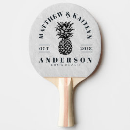 Witte Marmeren Steen Tropische Ananas Trouw Crest Tafeltennisbatje