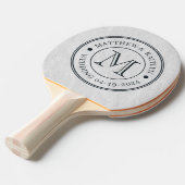 Witte Marmeren Steen Trouw Monogram Tafeltennisbatje (Voorkant Gekanteld)