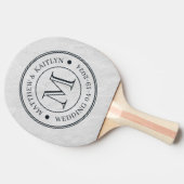 Witte Marmeren Steen Trouw Monogram Tafeltennisbatje (Zijkant)
