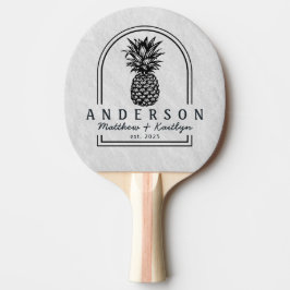 Witte Marmeren Stenen Ananas Trouwboog & Naam Tafeltennisbatje