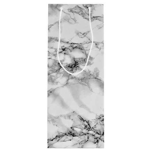 Witte marmeren stenen geschenkzak wijn cadeautas (Achterkant)