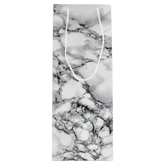 Witte marmeren stenen geschenkzak wijn cadeautas (Voorkant)