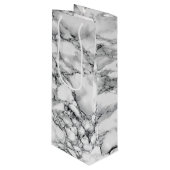 Witte marmeren stenen geschenkzak wijn cadeautas (Voorkant Gekanteld)