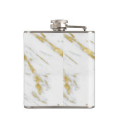 Witte marmeren stenen textuur en gouden glitter heupfles (Achterkant)