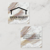 Witte marmeren textuur | Dakpictogram Vierkante Visitekaartje (Voorkant / Achterkant)