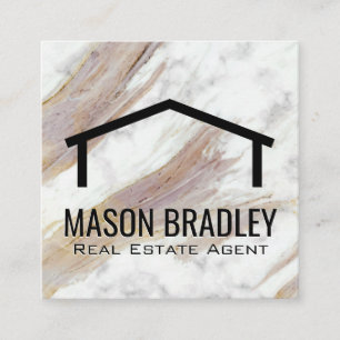 Witte marmeren textuur   Dakpictogram Vierkante Visitekaartje
