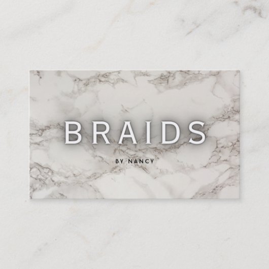 Witte marmeren vlechten visitekaartje (Voorkant)