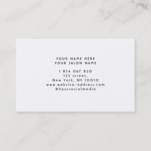 Witte marmeren vlechten visitekaartje (Achterkant)