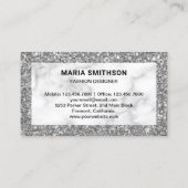 Witte Marmeren Zilveren Glitter Hoge Hakken Visitekaartje (Achterkant)