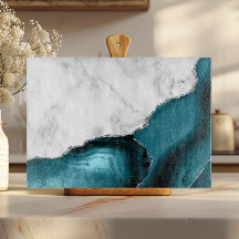 Witte marmeren zilveren glitters teal blauwe agaat