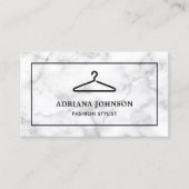 Witte Marmeren Zwarte Kleding Hanger Mode Stylist Visitekaartje (Voorkant)