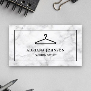 Witte Marmeren Zwarte Kleding Hanger Mode Stylist Visitekaartje