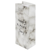 witte marmerige Vaderdag Wijn Cadeautas (Achterkant Gekanteld)