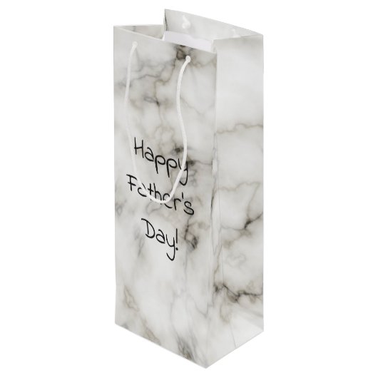 witte marmerige Vaderdag Wijn Cadeautas (Achterkant Gekanteld)