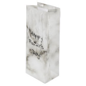 witte marmerige Vaderdag Wijn Cadeautas (Voorkant Gekanteld)