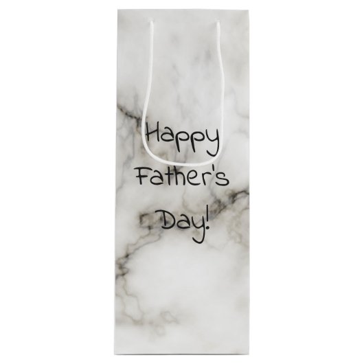 witte marmerige Vaderdag Wijn Cadeautas (Voorkant)