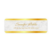 Witte marmerkalligrafie Standaard script Gold Text Etiket (Voorkant)