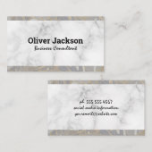 Witte marmerpalmbladeren visitekaartje (Voorkant / Achterkant)