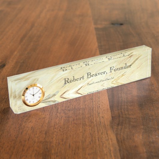 Witte marmerplaat met klok naambordje (Zijkant)