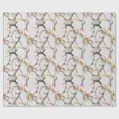 Witte marmerstructuur met gloeiende gouden aders cadeaupapier (Vlak)