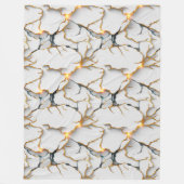 Witte marmerstructuur met gloeiende gouden aders fleece deken (Voorkant)