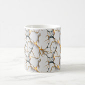 Witte marmerstructuur met gloeiende gouden aders koffiemok (Center)