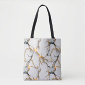 Witte marmerstructuur met gloeiende gouden aders tote bag (Voorkant)