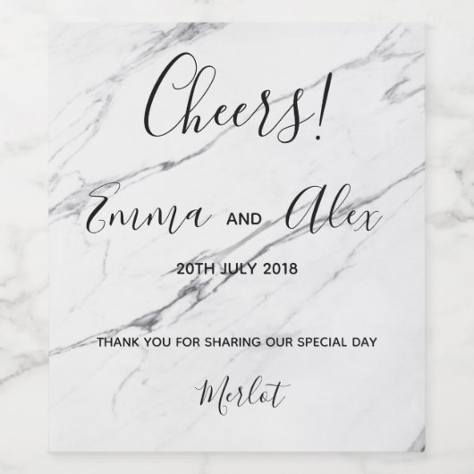 Witte marmertextuur | Etiket wijnfles (Enkel label)