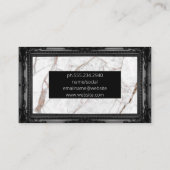 Witte marmertextuur | Fancy zwart Lijst Visitekaartje (Achterkant)