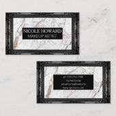 Witte marmertextuur | Fancy zwart Lijst Visitekaartje (Voorkant / Achterkant)