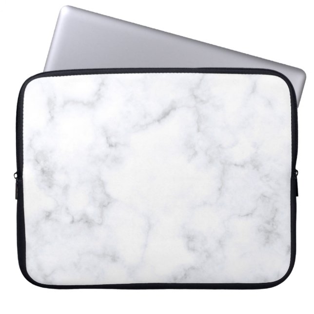 Witte marmertextuur laptop sleeve (Voorkant)