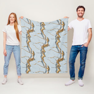 Witte marmertextuur met gebarsten gouden aders fleece deken