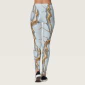 Witte marmertextuur met gebarsten gouden aders leggings (Achterkant)