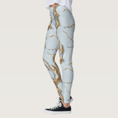Witte marmertextuur met gebarsten gouden aders leggings (Links)