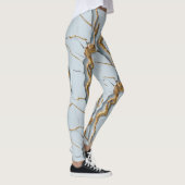 Witte marmertextuur met gebarsten gouden aders leggings (Rechts)