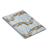 Witte marmertextuur met gebarsten gouden aders notitieboek (Rechterzijde)