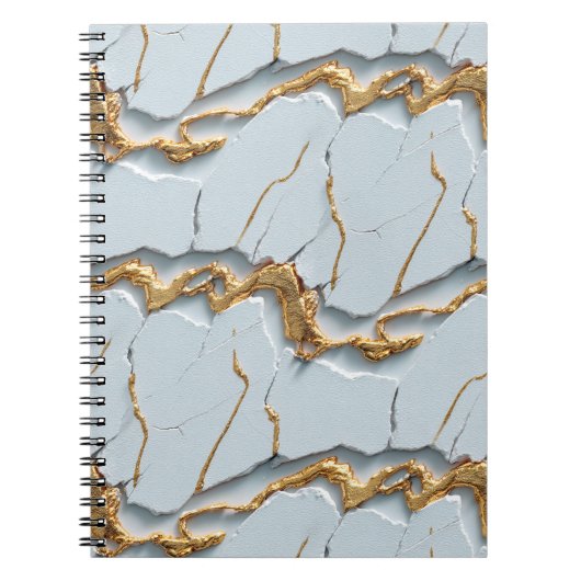 Witte marmertextuur met gebarsten gouden aders notitieboek (Voorkant)