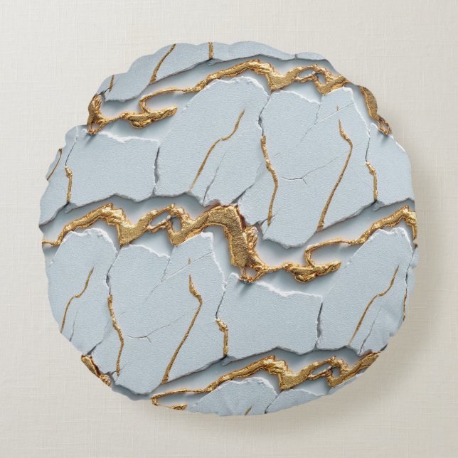 Witte marmertextuur met gebarsten gouden aders rond kussen (Voorkant)
