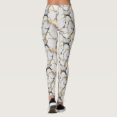 Witte marmertextuur met gloeiende gouden aders leggings (Achterkant)