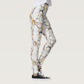 Witte marmertextuur met gloeiende gouden aders leggings (Rechts)