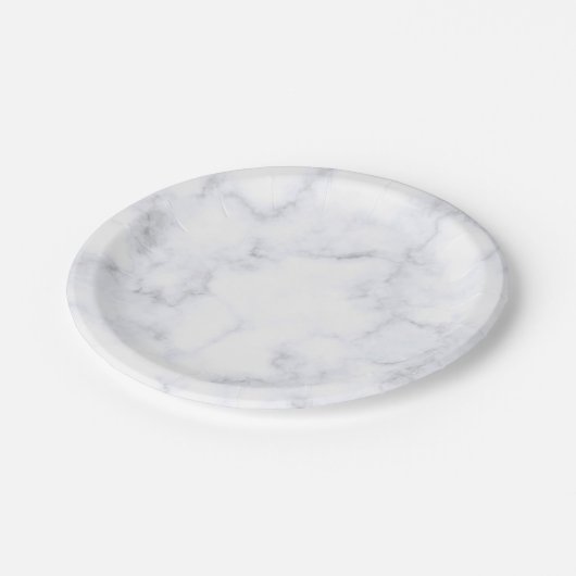Witte marmertextuur papieren bordje (Gekanteld)
